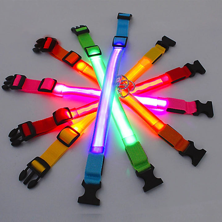 LED Glowing Dog Collar Adjustable Flashing Rechargea Luminous Collar Night Anti-Lost Dog