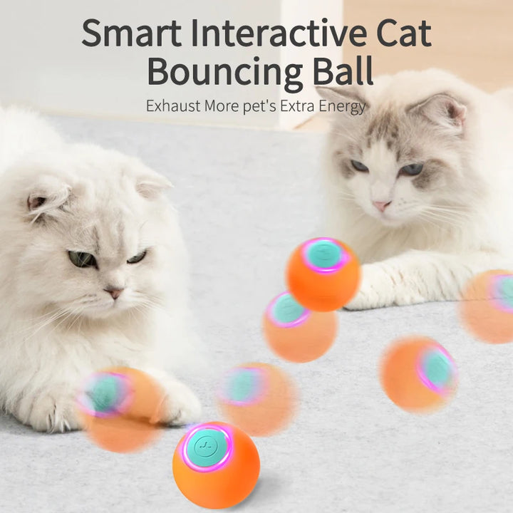 ROJECO Smart Interactive Cat Bouncing Ball Active Rolling Ball For Dog Rechargeable Automatic Rotating Moving Balls For Cat Game