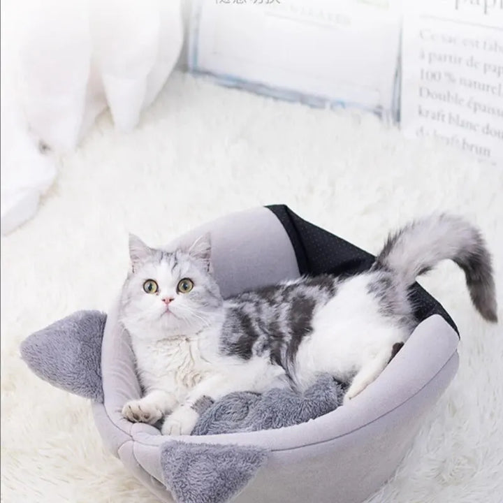 Cat Head Shape Cute And Comfortable Warm Cat House Safe Sleep Cave Non-Slip Semi-Closed Design Four Seasons Universal Cat Nest