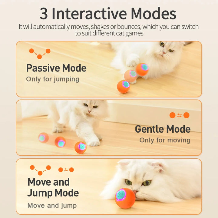 ROJECO Smart Interactive Cat Bouncing Ball Active Rolling Ball For Dog Rechargeable Automatic Rotating Moving Balls For Cat Game